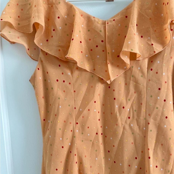 Vintage Y2K Fairy Ditsy Orange Polka Dot Ruffled Women's Dress - Picture 3 of 5
